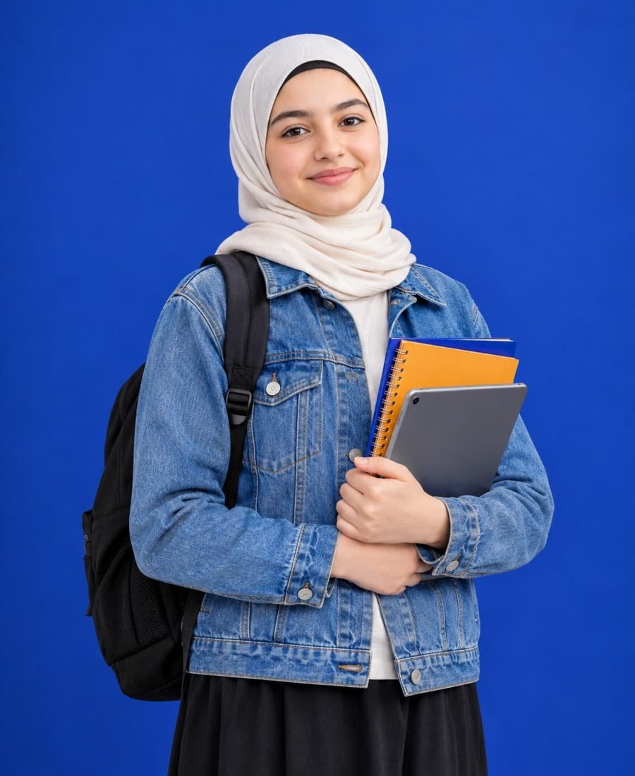 طالبة تتابع حلقة مباشرة